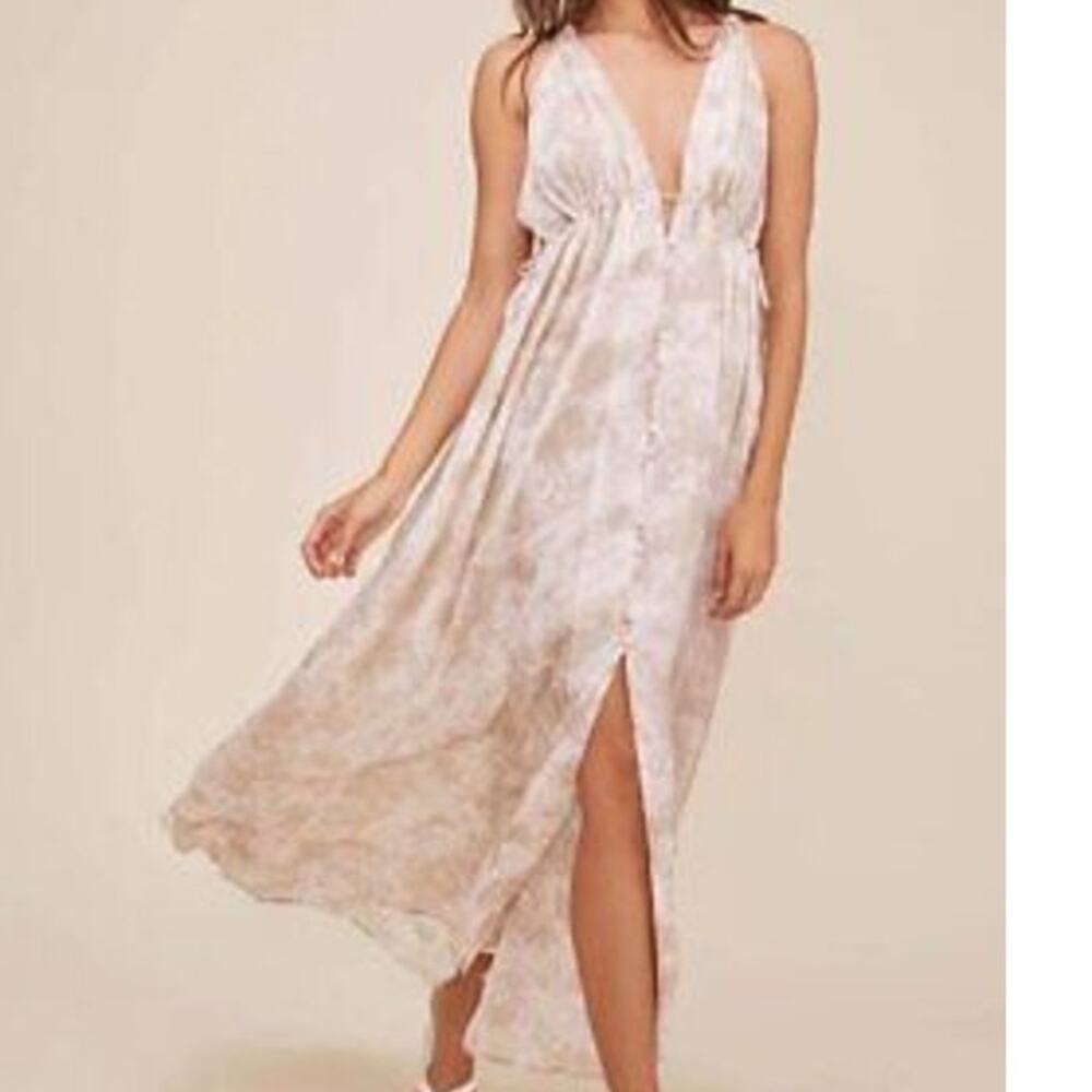 New ASTR Sage Mauve Amalfi Tie Dye 2-Way Summer Halter Dress Size Medium